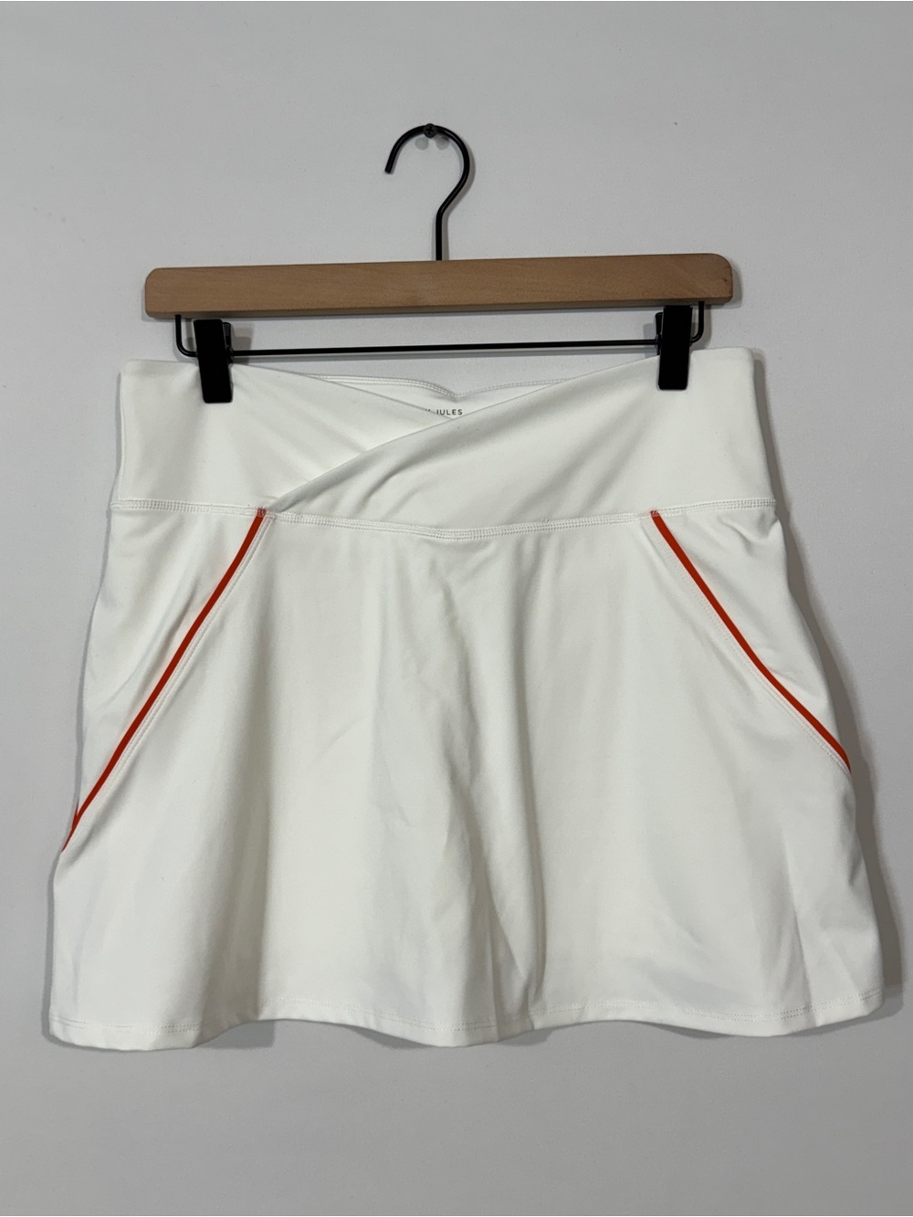WAS28 {Sincerely Jules Active} White Orange Asymmetrical Waist Golf Skort